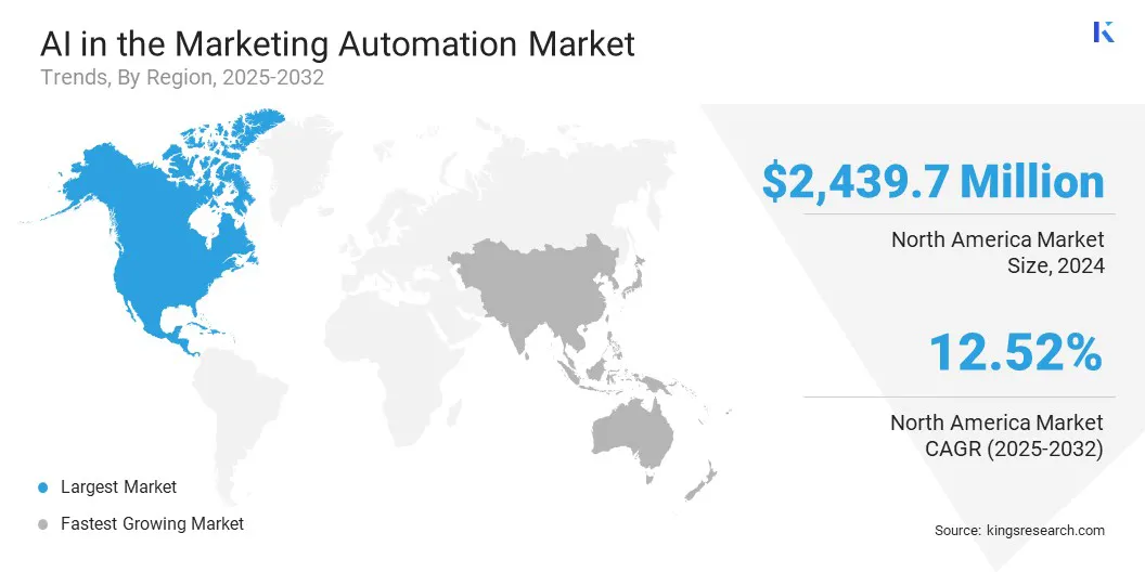 AI in the Marketing Automation Market Size & Share, By Region, 2025-2032