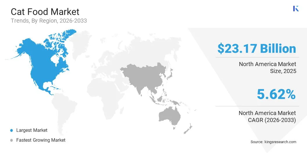 Cat Food Market Size & Share, By Region, 2025-2033
