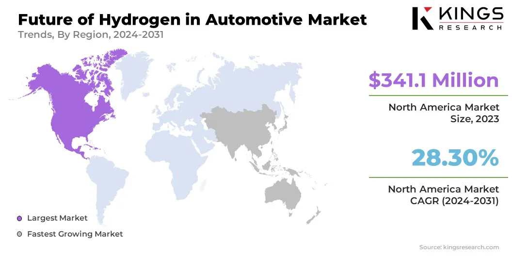 Future of Hydrogen in Automotive Market Size & Share, By Region, 2024-2031