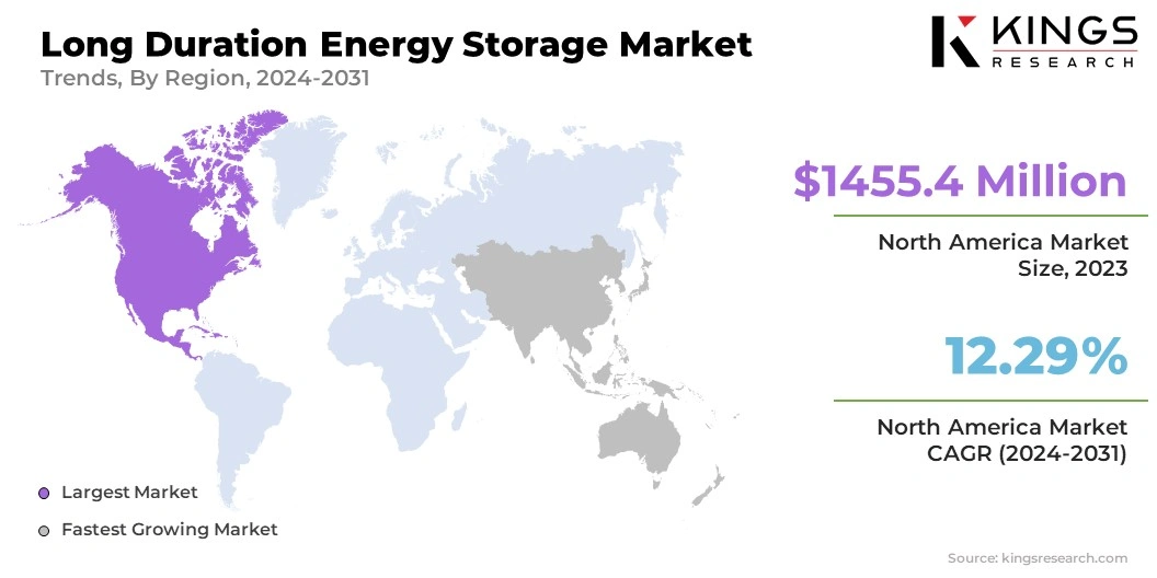 Long Duration Energy Storage Market Size & Share, By Region, 2024-2031