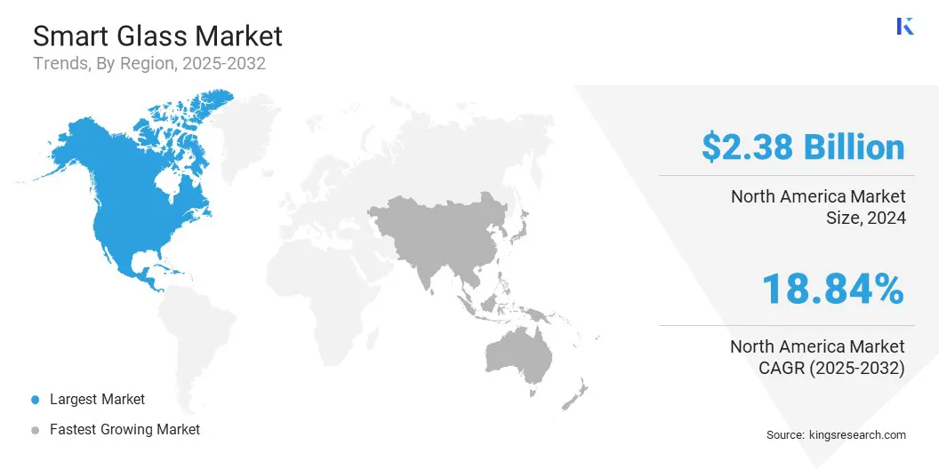 Smart Glass Market Size & Share, By Region, 2025-2032