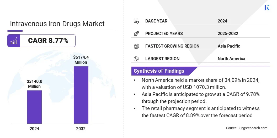 Intravenous Iron Drugs Market Size & Share, By Revenue, 2025-2032