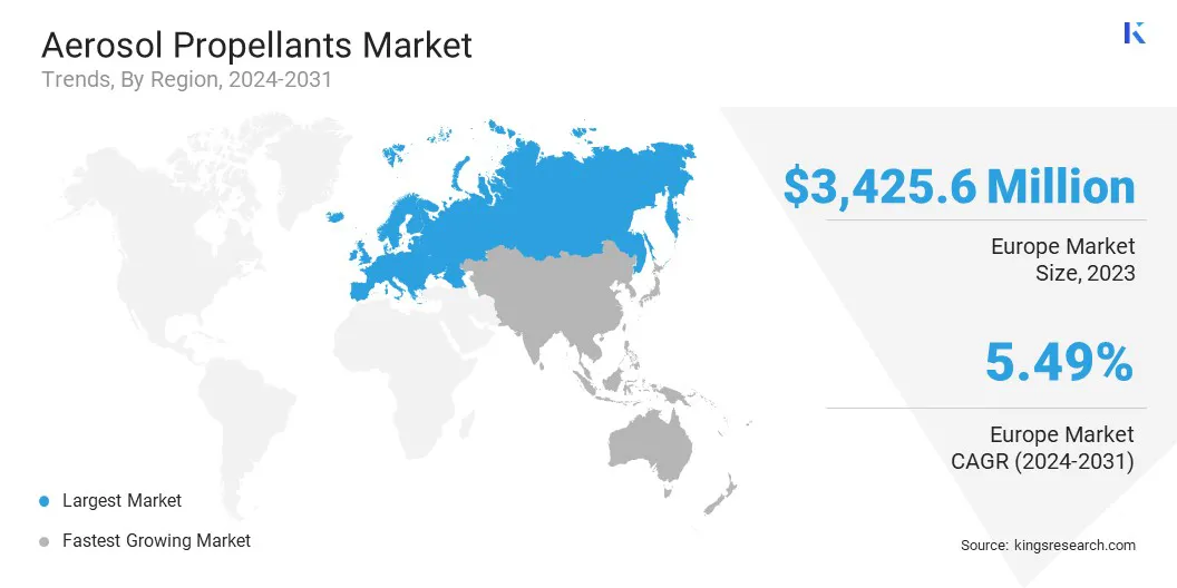 Aerosol Propellants Market Size & Share, By Region, 2024-2031
