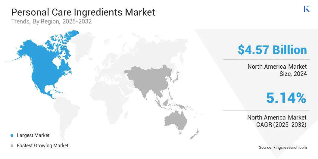 Personal Care Ingredients Market Size & Share, By Region, 2025-2032