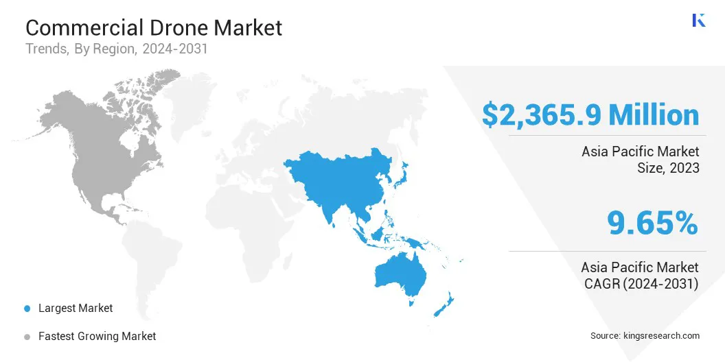 Commercial Drone Market Size & Share, By Region, 2024-2031