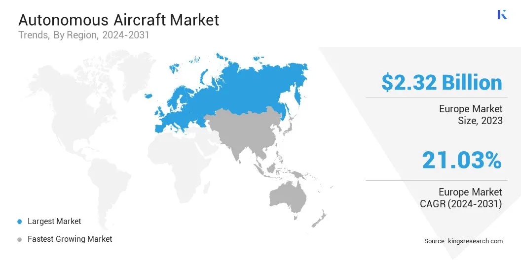 Autonomous Aircraft Market Size & Share, By Region, 2024-2031