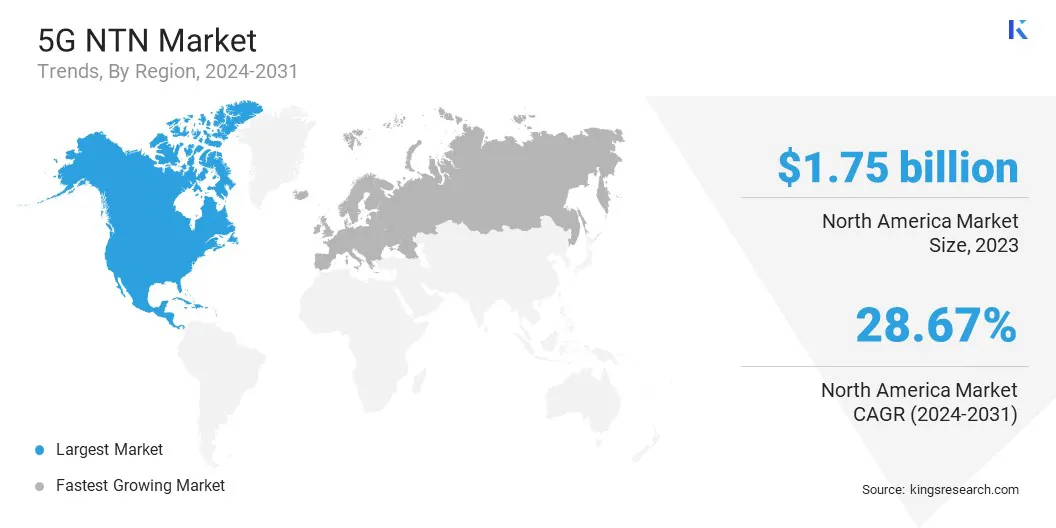 5G NTN Market Size & Share, By Region, 2024-2031