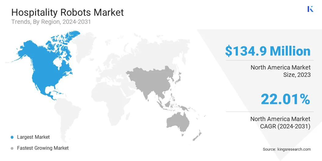 Hospitality Robots Market Size & Share, By Region, 2024-2031