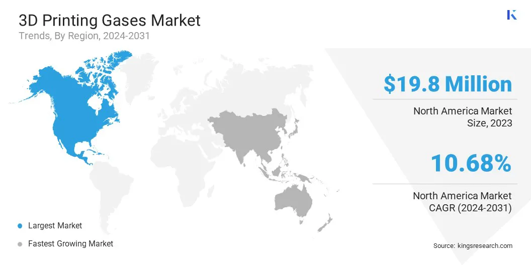 3D Printing Gases Market Size & Share, By Region, 2024-2031