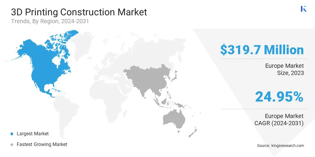3D Printing Construction Market Size & Share, By Region, 2024-2031