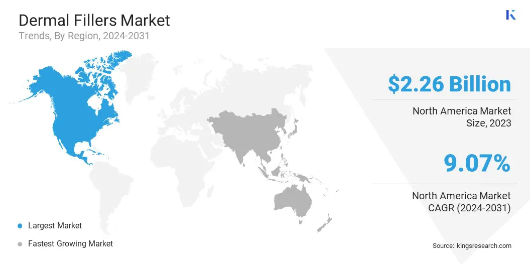 Dermal Fillers Market Size & Share, By Region, 2024-2031