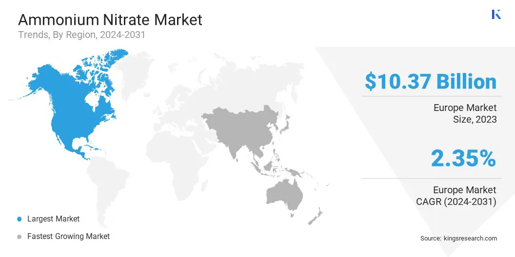 Ammonium Nitrate Market Size & Share, By Region, 2024-2031