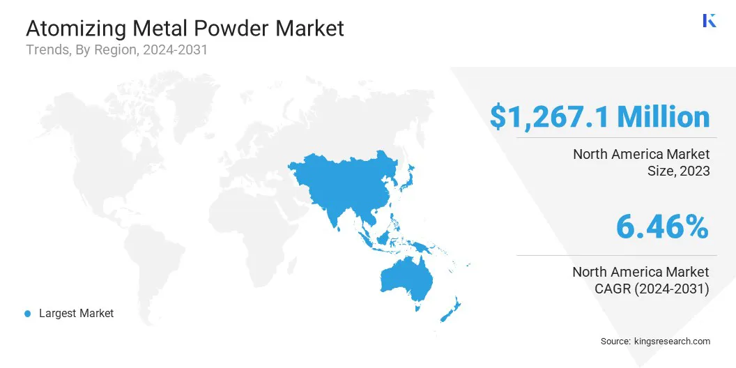 Atomizing Metal Powder Market Size & Share, By Region, 2024-2031