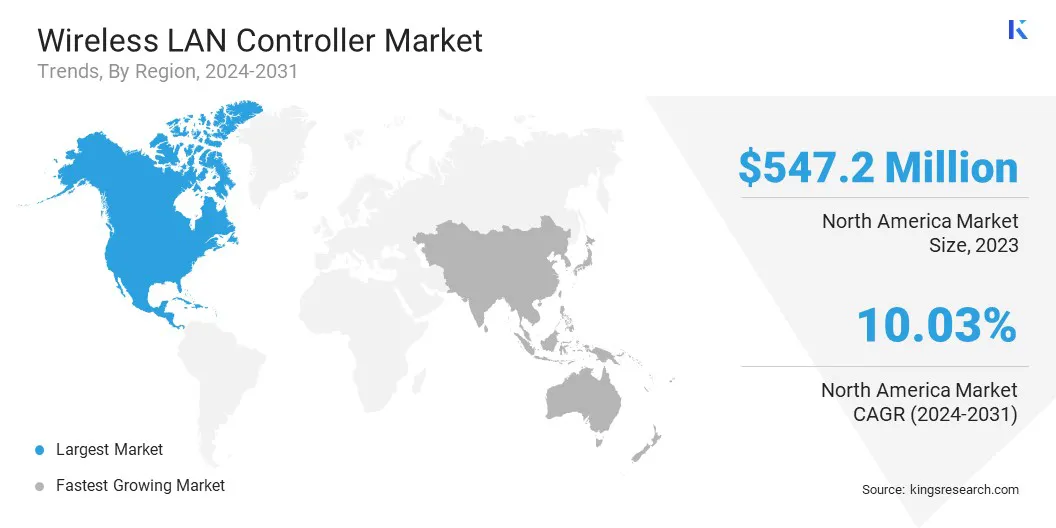 Wireless LAN Controller Market Size & Share, By Region, 2024-2031