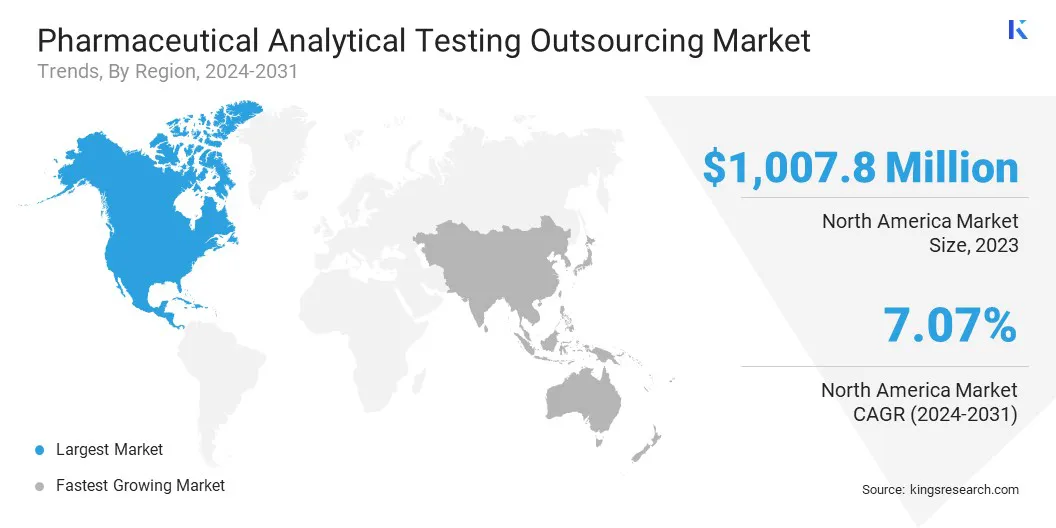 Pharmaceutical Analytical Testing Outsourcing Market Size & Share, By Region, 2024-2031