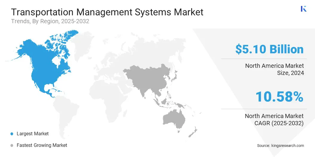 Transportation Management Systems Market Size & Share, By Region, 2025-2032
