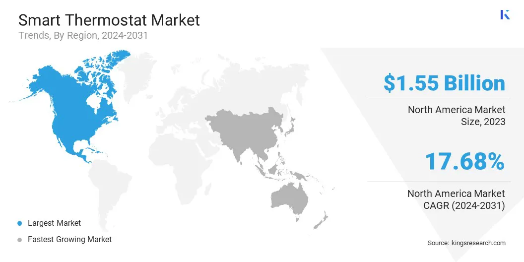 Smart Thermostat Market Size & Share, By Region, 2024-2031