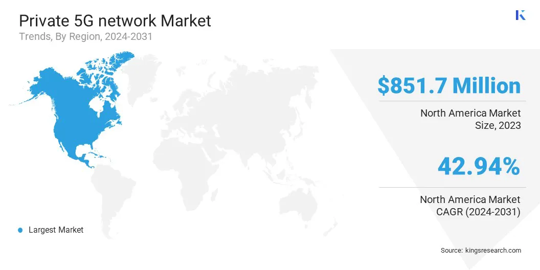 Private 5G network Market Size & Share, By Region, 2024-2031