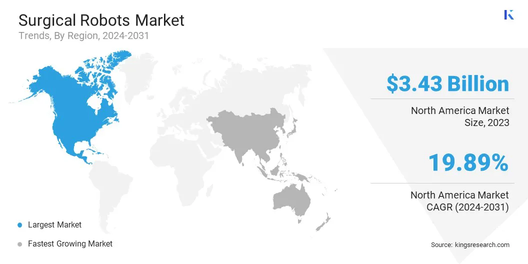 Surgical Robots Market Size & Share, By Region, 2024-2031