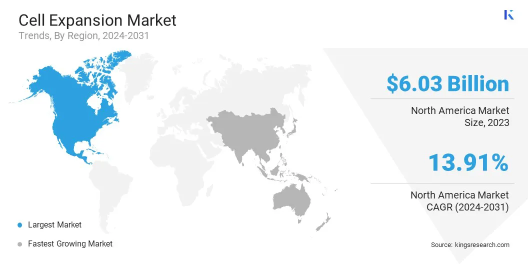 Cell Expansion Market Size & Share, By Region, 2024-2031