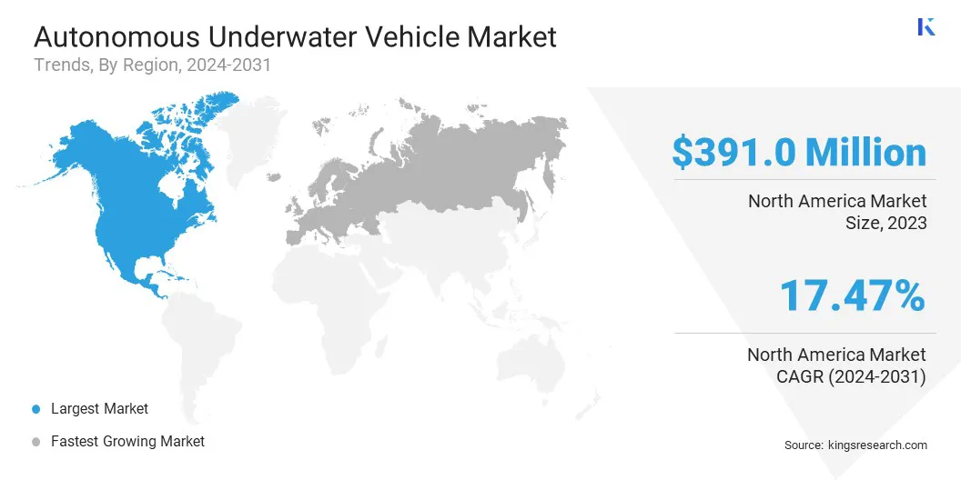 Autonomous Underwater Vehicle Market Size & Share, By Region, 2024-2031