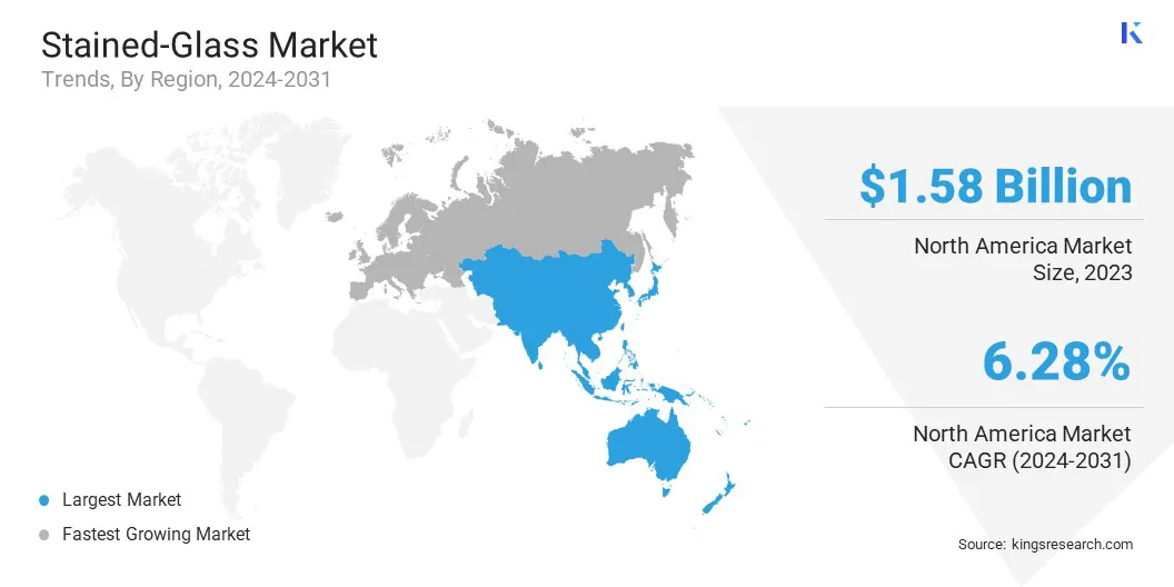 Stained-Glass Market Size & Share, By Region, 2024-2031