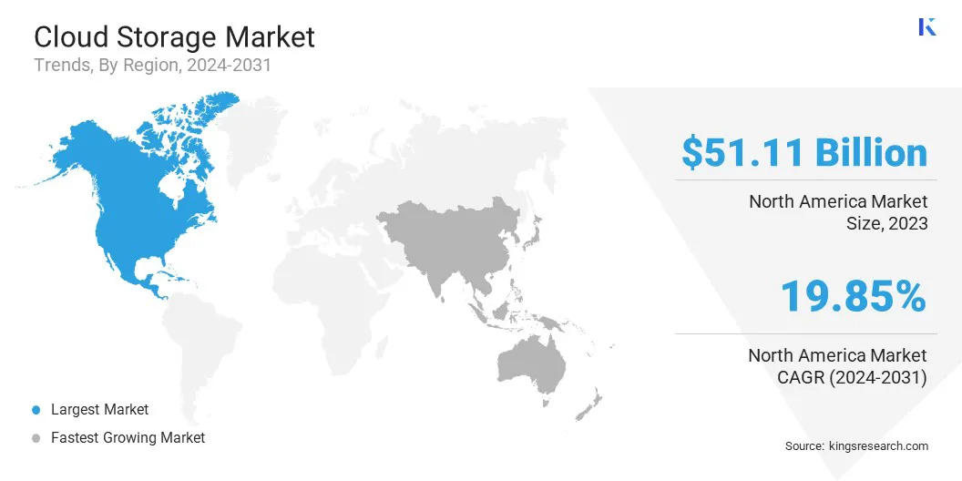Cloud Storage Market Size & Share, By Region, 2024-2031