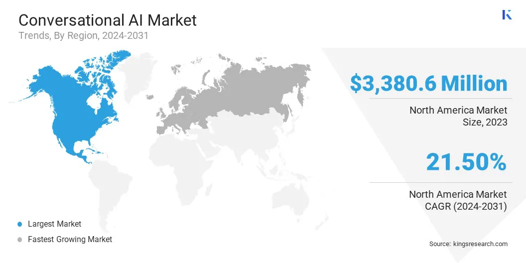 Conversational AI Market Size & Share, By Region, 2024-2031