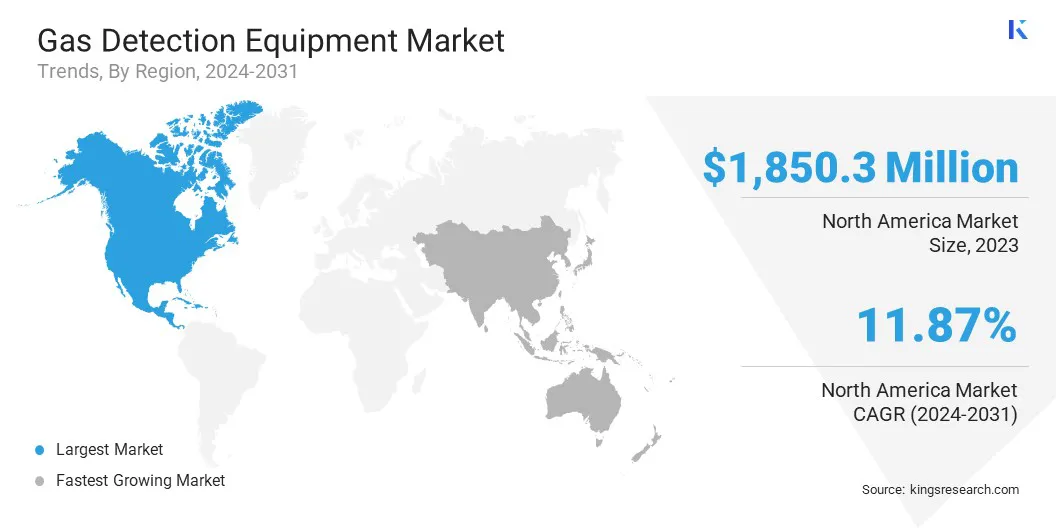 Gas Detection Equipment Market Size & Share, By Region, 2024-2031