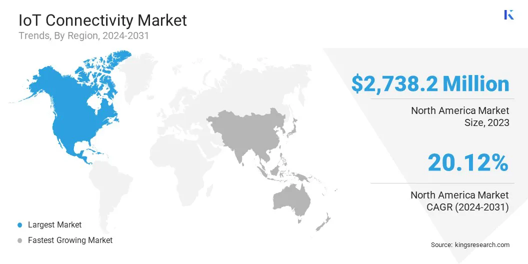 IoT connectivity Market Size & Share, By Region, 2024-2031