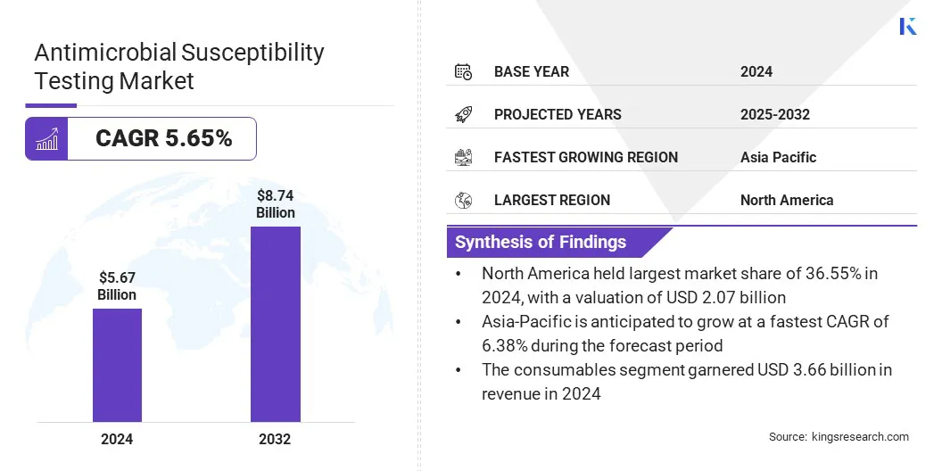 Antimicrobial Susceptibility Testing Market Size & Share, By Revenue, 2025-2032